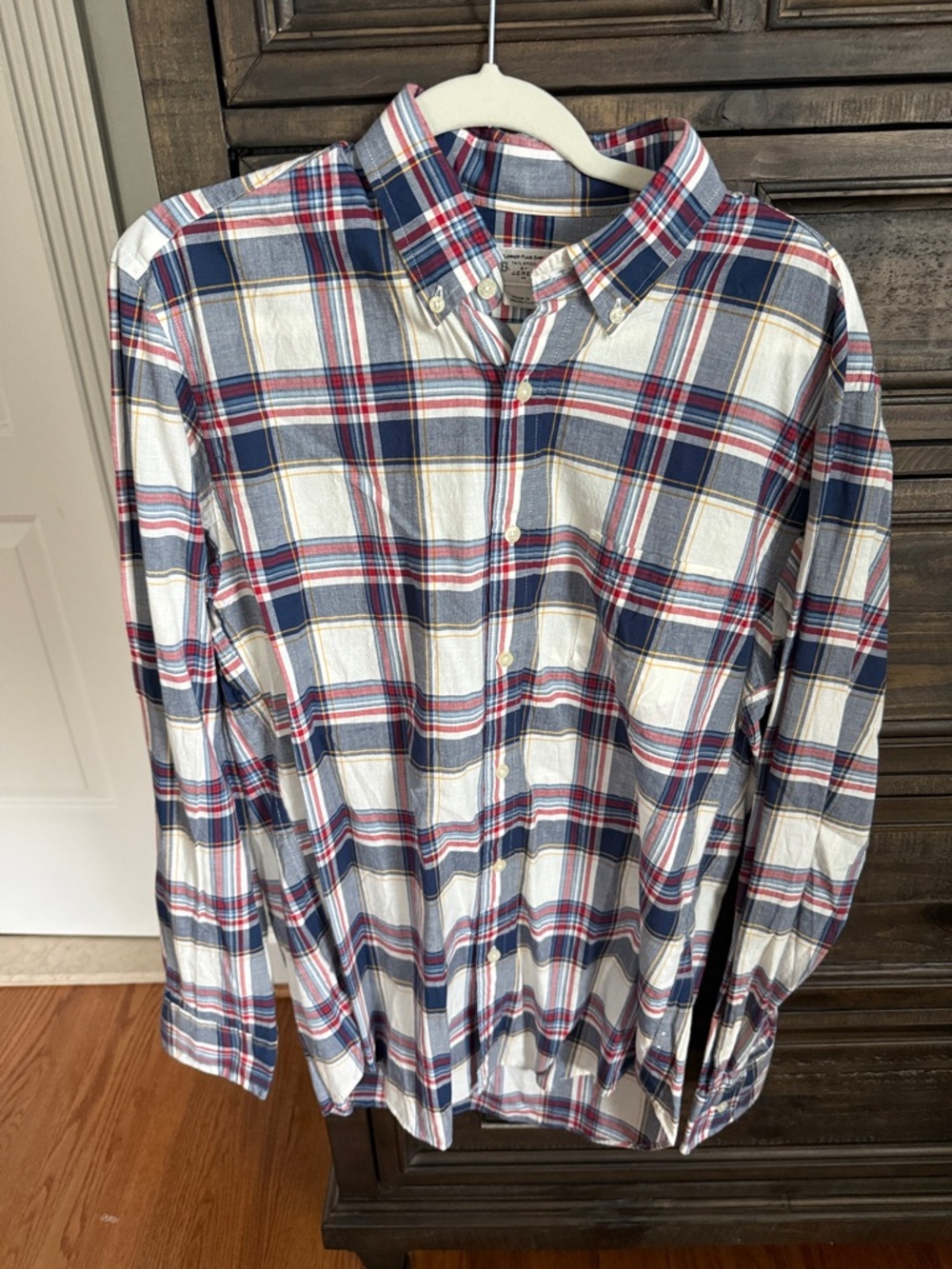 NWOT J. Crew Men's Plaid Button-Down Shirt - Blue, White & Red